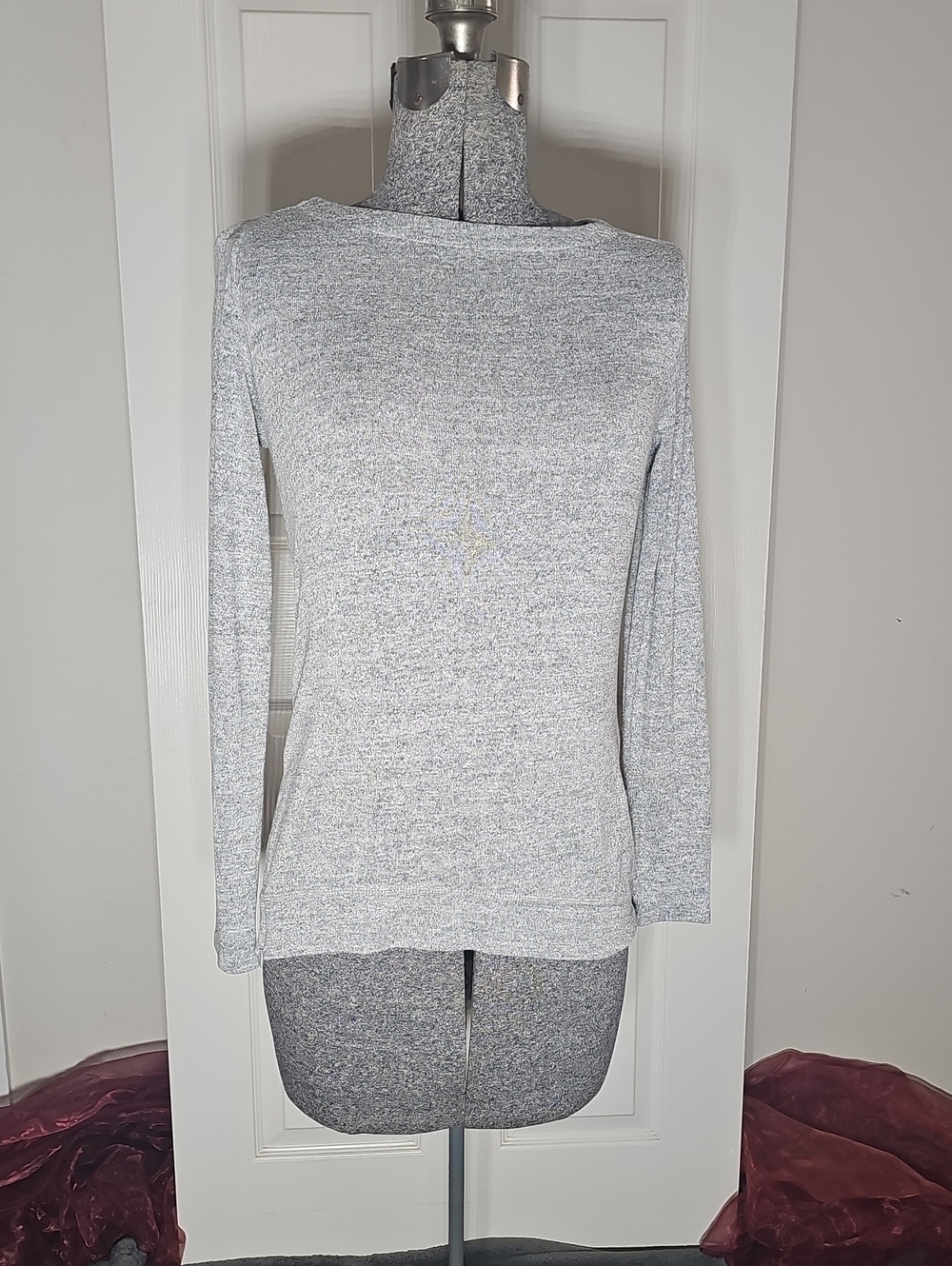 Banana Republic Gray White Marl Long Sleeve Side Zip Tunic Sweater Top Size XS